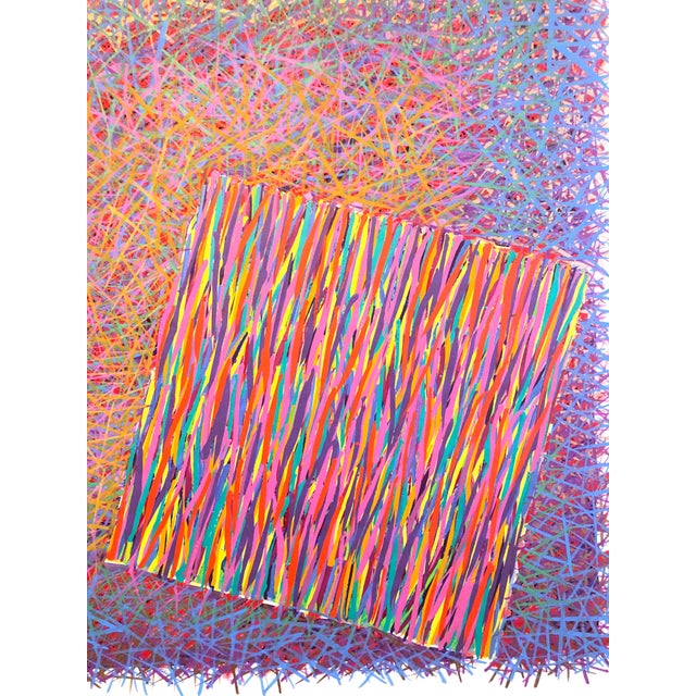 Late 20th Century Chris Anderson, Small Clocks, Timepieces, Mixed Media Acrylic Abstract Bright Vibrant Painting For Sale - Image 5 of 10