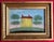 Antique 19th century American folk art primitive eglomise reverse painting on glass of a Federal house in a landscape. The...