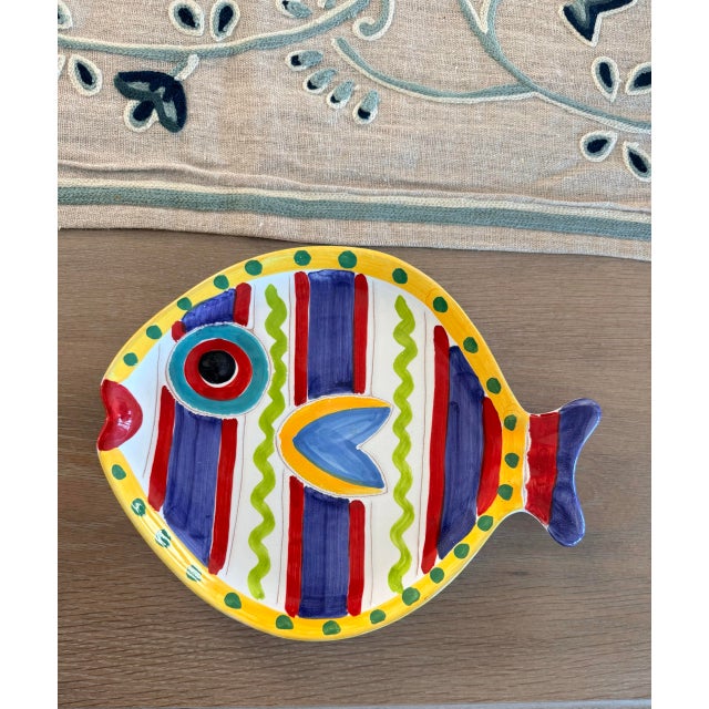 Italian Vietri Italian Fish Dish Colorful Serveware For Sale - Image 3 of 7