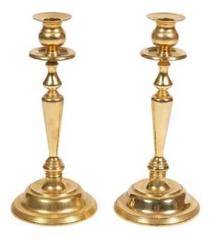 Polished Brass Candlesticks - a Pair