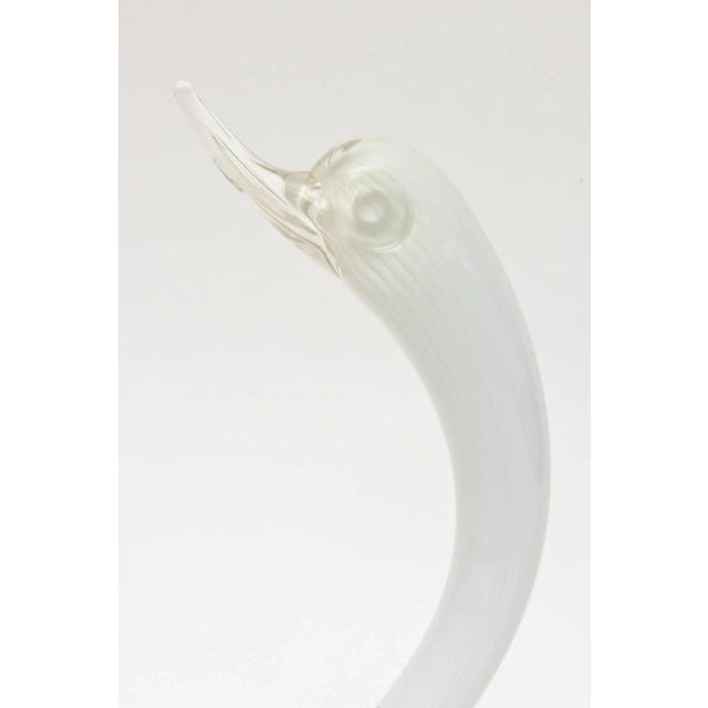 This lovely and graceful Italian Murano glass swan is white triple cased; white with clear on the outside. The lines of...