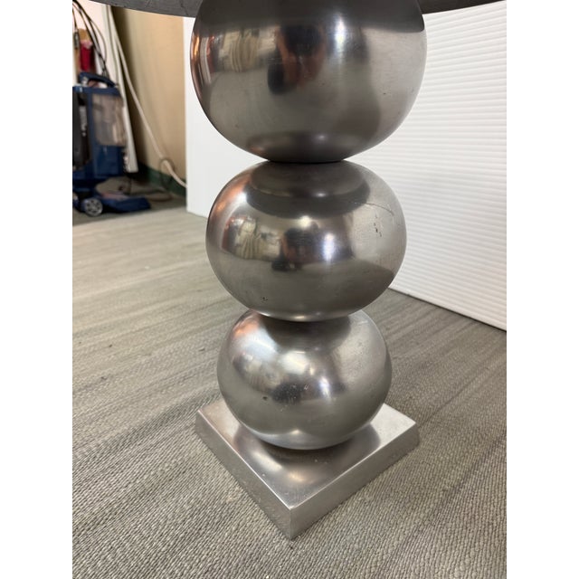 Sculptural Stacked-Sphere Metal Pedestal Side Table For Sale - Image 12 of 12