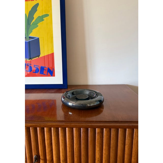 Ceramic Space Age Blue Iridescent Ceramic Ashtray / Vide Poche, Italy 1970s For Sale - Image 7 of 13