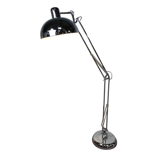 Industrial Floor Chrome Lamp, 1980s For Sale