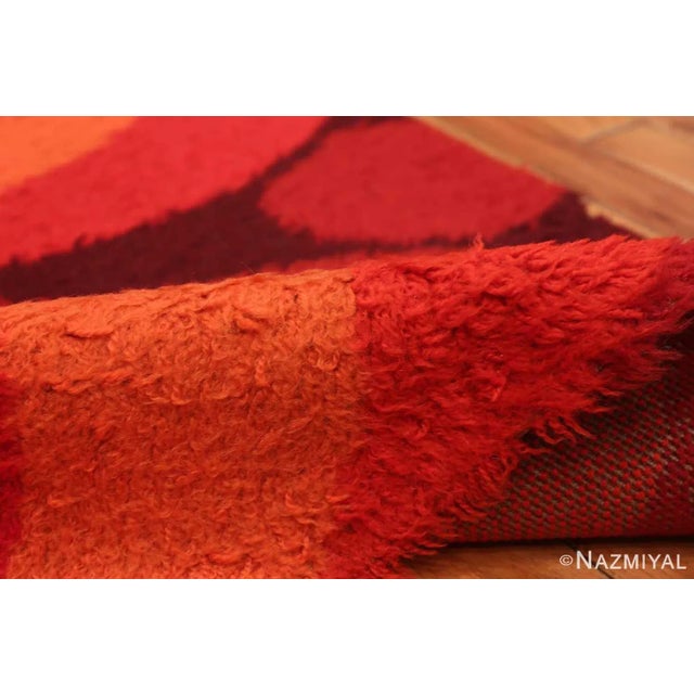 Mid 20th Century Nazmiyal Collection Red Vintage Scandinavian Swedish Rya Shag Rug For Sale - Image 5 of 6