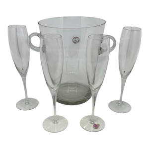 Contemporary Romanian Champagne Bucket Set With Four Flutes - 10” Set