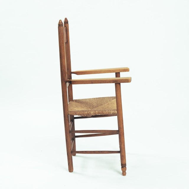 Art Deco Amsterdam School Side Armchair with Straw Seat, the Netherlands, 1930s For Sale - Image 6 of 18