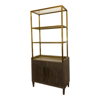 Worlds Away Modern Brass and Taupe Finished Smoke Etagere For Sale