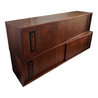 Vintage Mid 20th Century Danish Modern Teak Hanging Wall Cabinets - Set of 2 For Sale