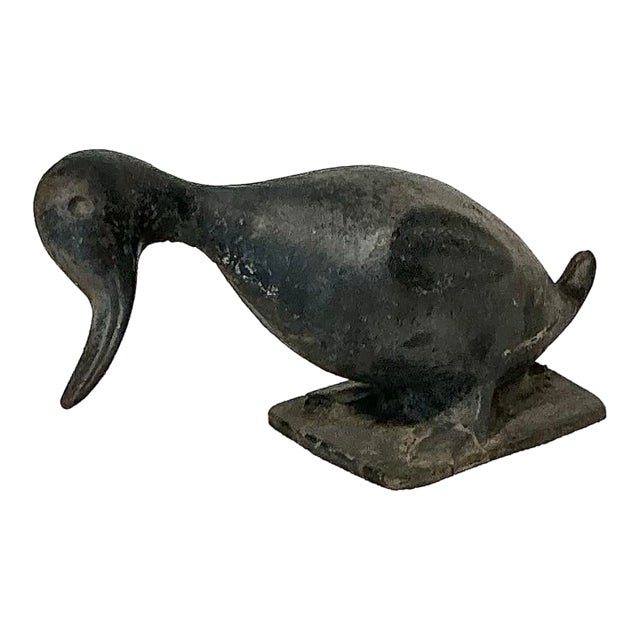 1920s Virginia Metal Crafters Solid Cast Iron Duck, Naughty Duck Doorstop Garden Ornament For Sale