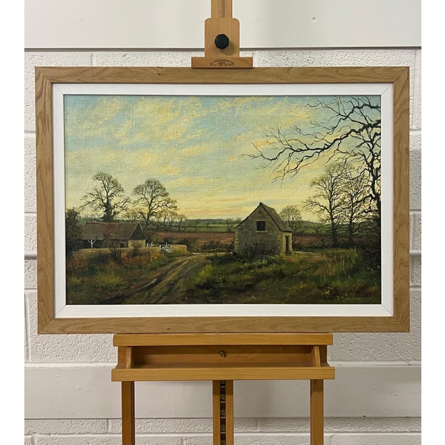 Old Barn Scene of a Farm in the English Countryside by British Landscape Artist 1980 Circa For Sale - Image 11 of 16