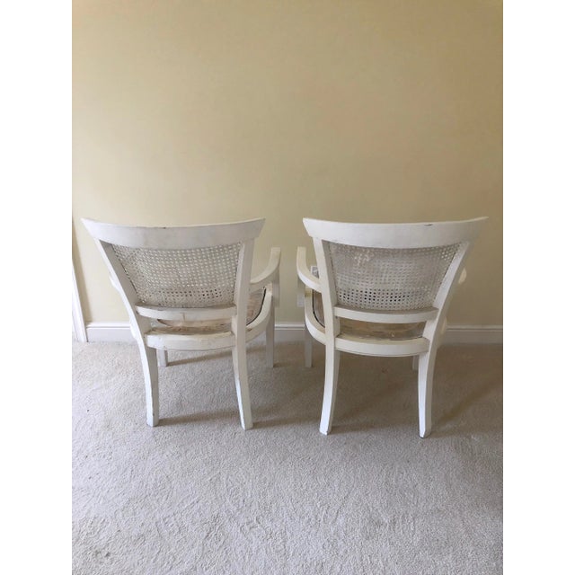 Mid-Century Modern Vintage Mid Century Modern Wicker Cane Armchairs- a Pair, Part of a Set For Sale - Image 3 of 7