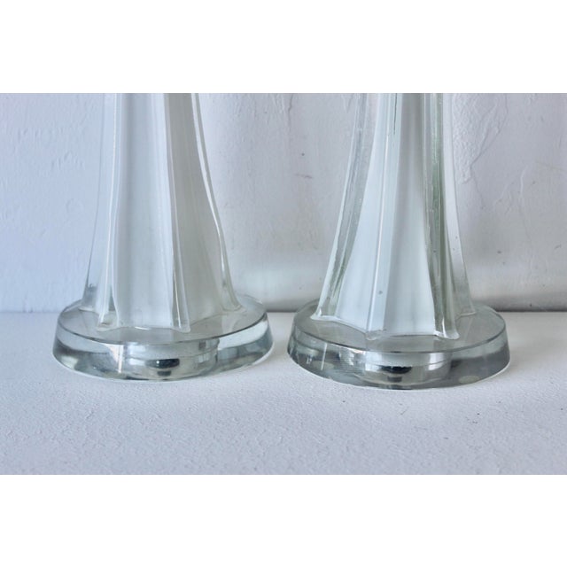 1980s Mid-Century Modern Paul Kedelv Style Encased White Art Glass Table Lamps - a Pair For Sale - Image 9 of 13
