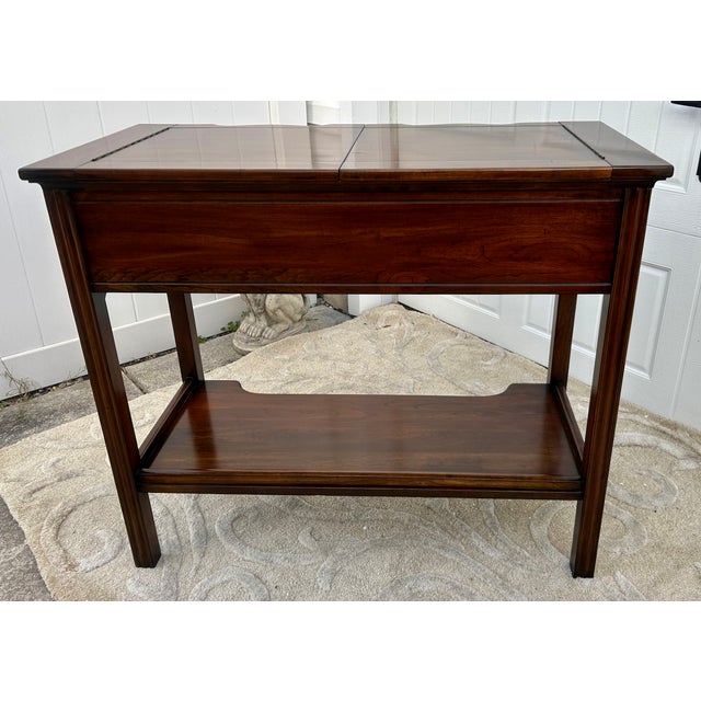 1980s Harden Cherry Server Console Table Flip Top Vintage Chippendale Bar Buffet Shelf For Sale - Image 5 of 14