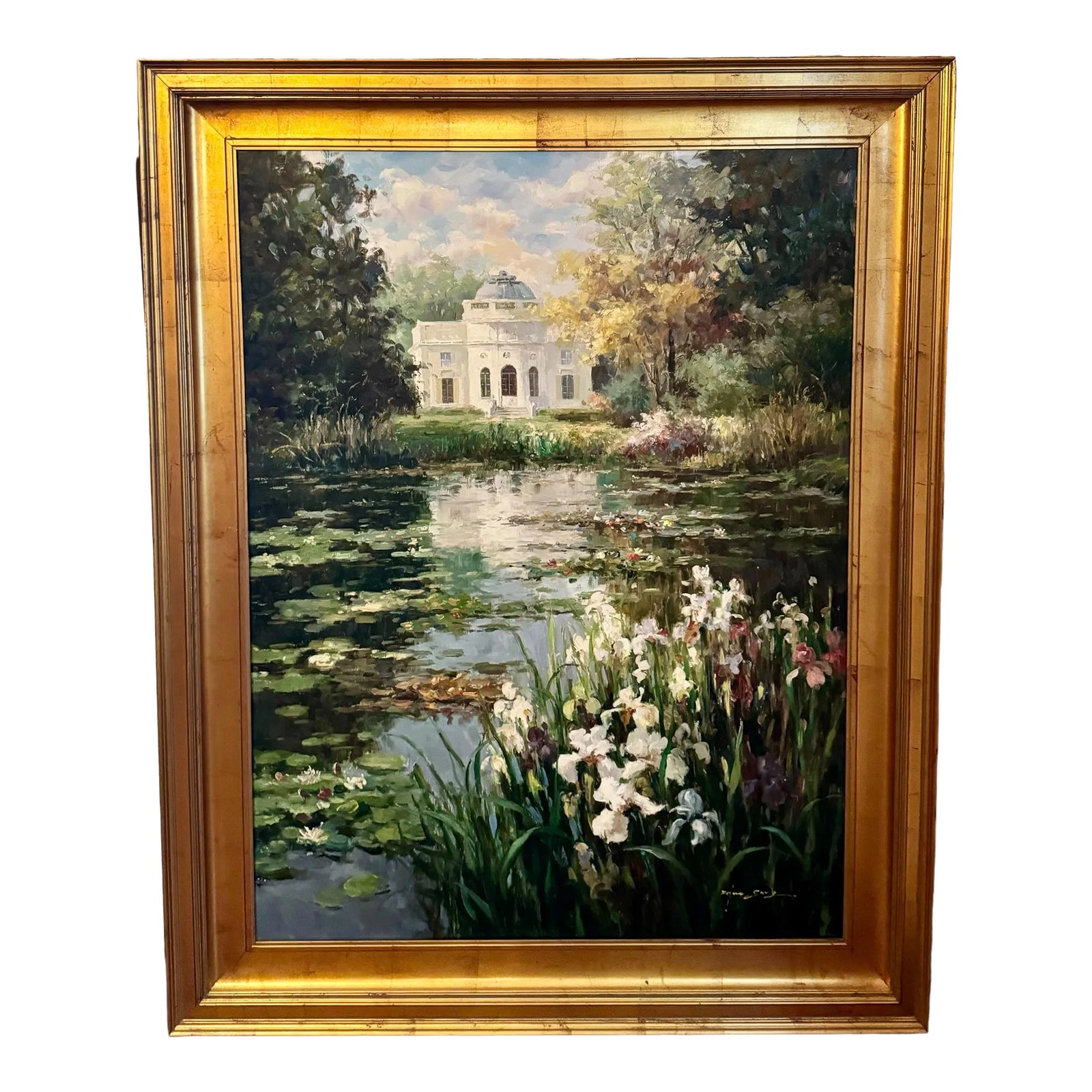 Vintage Zhao Song Traditional Impressionist Style Oil on Canvas Chateau