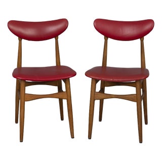 Vintage Italian Chairs in Wood and Leather, 1960s, Set of 2 For Sale