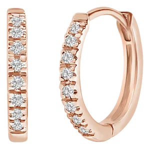 14K Rose Gold 1/5 CTW Diamond Huggie Hoop Earrings