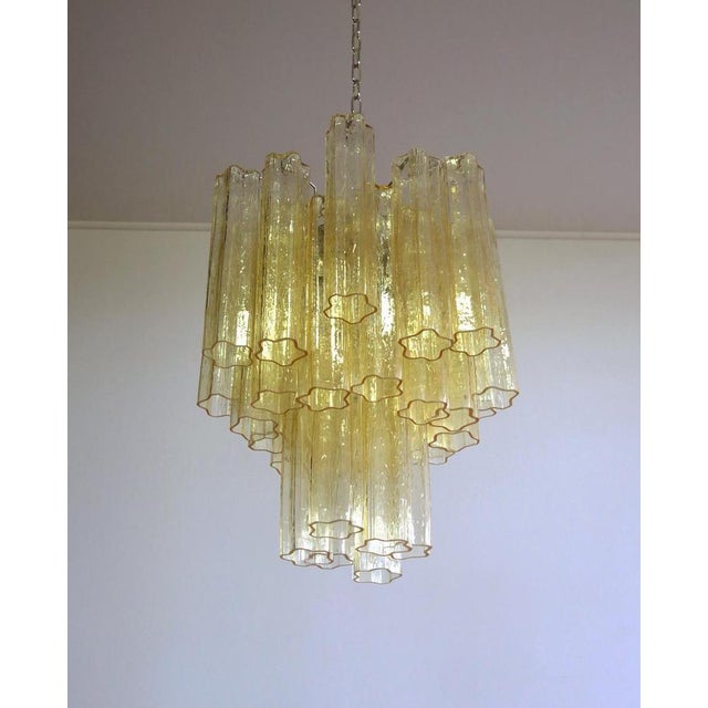 Tube Chandeliers in Gold Murano Glass, 1970s, Set of 3 For Sale - Image 13 of 16