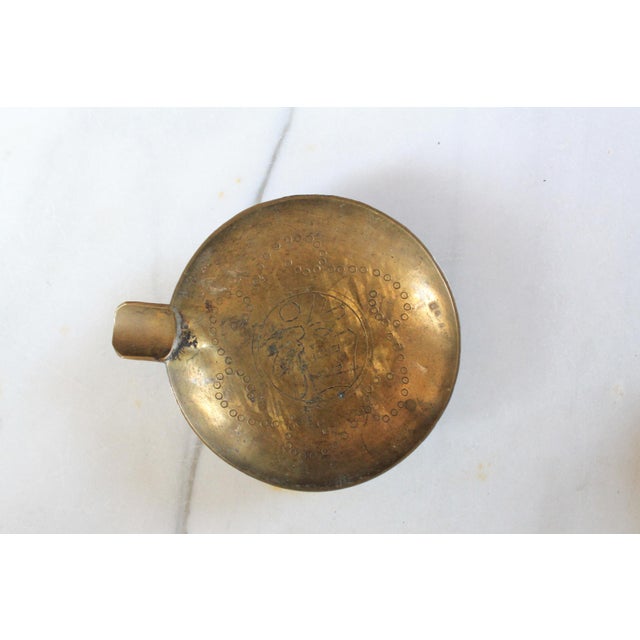Vintage Chinese Nesting Etched Brass Ashtray Set For Sale In Milwaukee - Image 6 of 12