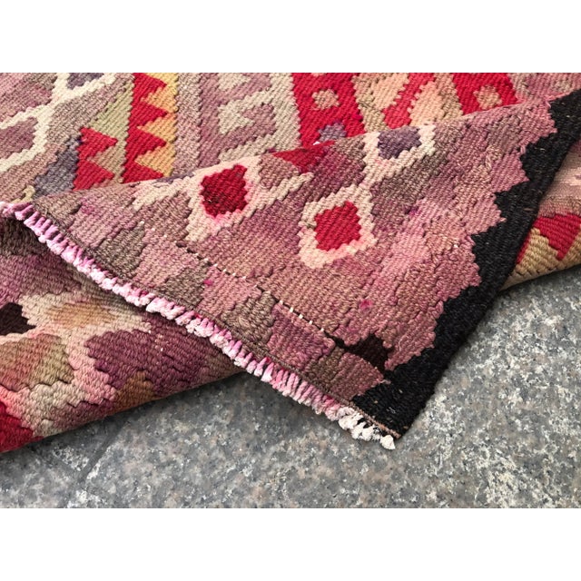 Vintage Turkish Handwoven Floral Runner- 2′10″ × 12′4″ For Sale - Image 4 of 11