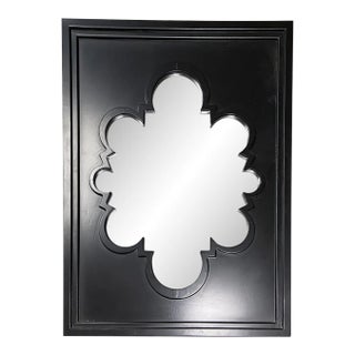 1990's Black Wood Quatrefoil Mirror For Sale