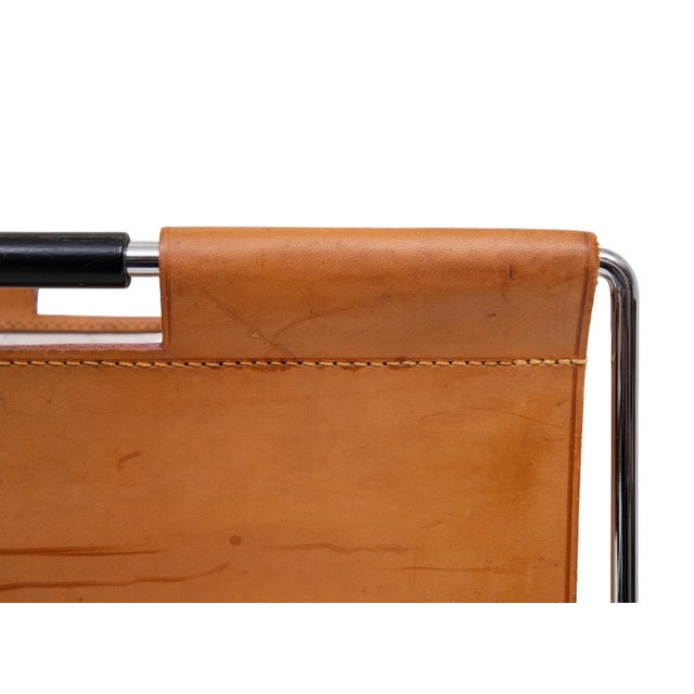 Animal Skin Cognac Magazine Holder by Brabantia, Netherlands, 1960 For Sale - Image 7 of 9