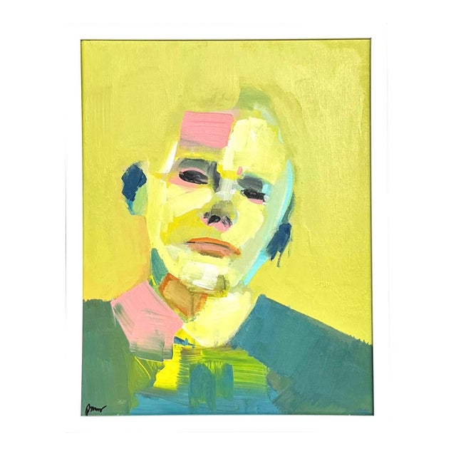 Vintage Boho Abstract Figurative Portrait on Canvas For Sale