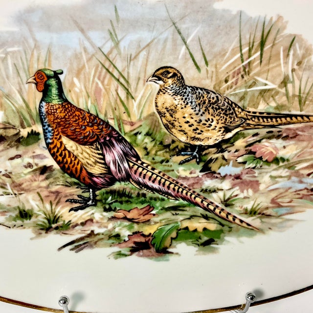 1970s 1970s Vintage Hollywood Regency Arts & Crafts Rustic European Pheasant Platter, Thanksgiving For Sale - Image 5 of 9