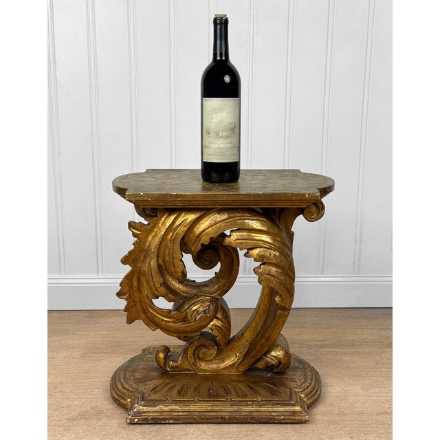Original 1970's Italian Rococo Pedestal Table Attractive Scrolled Acanthus Foliage Motif Base with Great Detailing Solid...