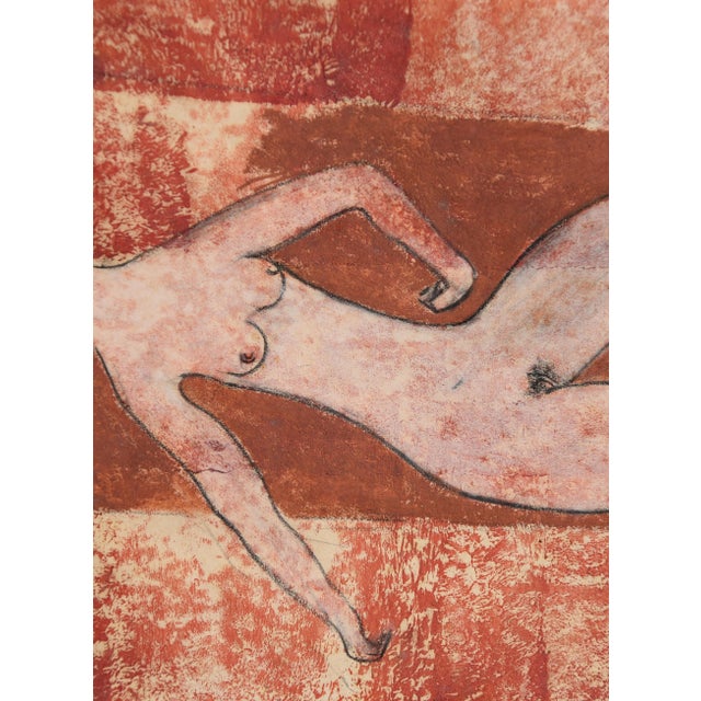 Black Victor Bauer, Reclining Nude, 1932, Pencil & Watercolor & Paper, Framed For Sale - Image 8 of 12