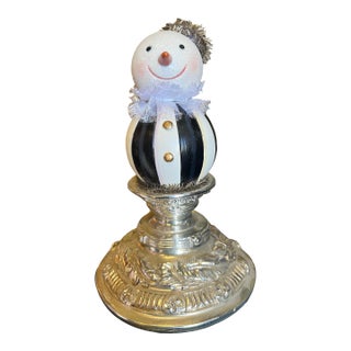 Vintage Silver Pedestal Short Snowman Signed MacKenzie-Childs For Sale