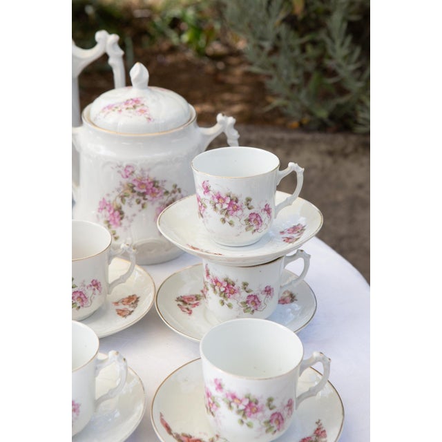 Gold Antique French Porcelain Coffee Service for Ten People from Befos, 1880s, Set of 24 For Sale - Image 8 of 9