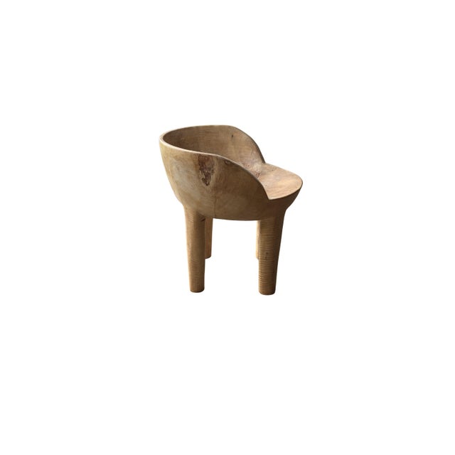 Contemporary Sculptural Solid Mango Wood Chair Hand-Carved Modern Organi For Sale - Image 3 of 5