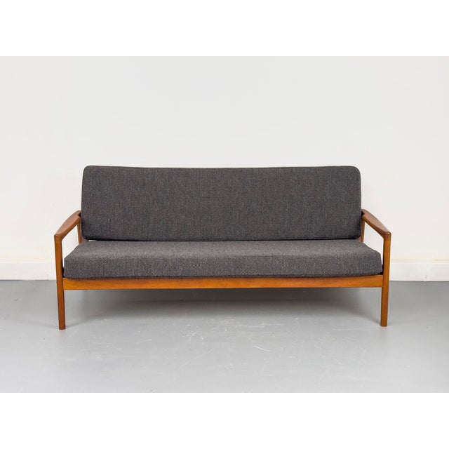 Gray Danish Teak and Wool 3-Seater Sofa, 1960s For Sale - Image 8 of 18