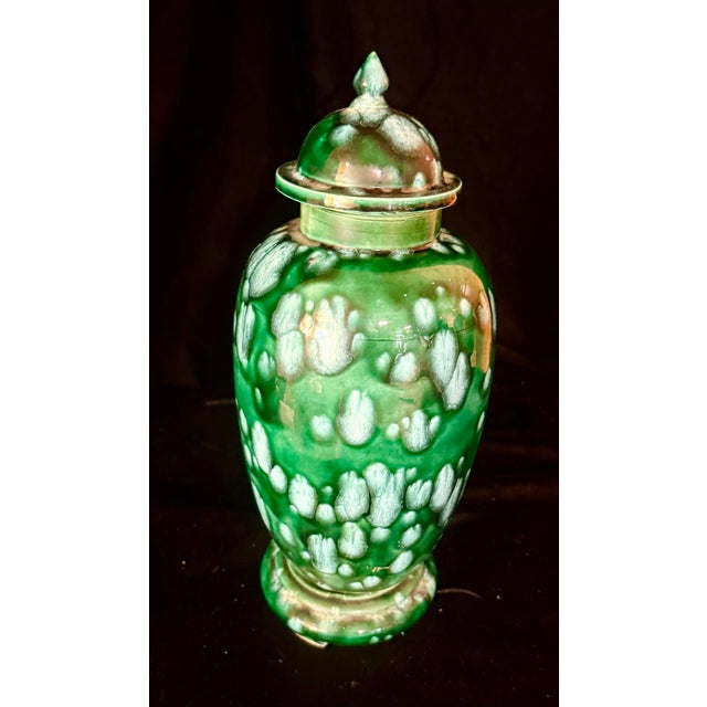 Ceramic 1960s Green Speckled Ginger Jar For Sale - Image 7 of 10