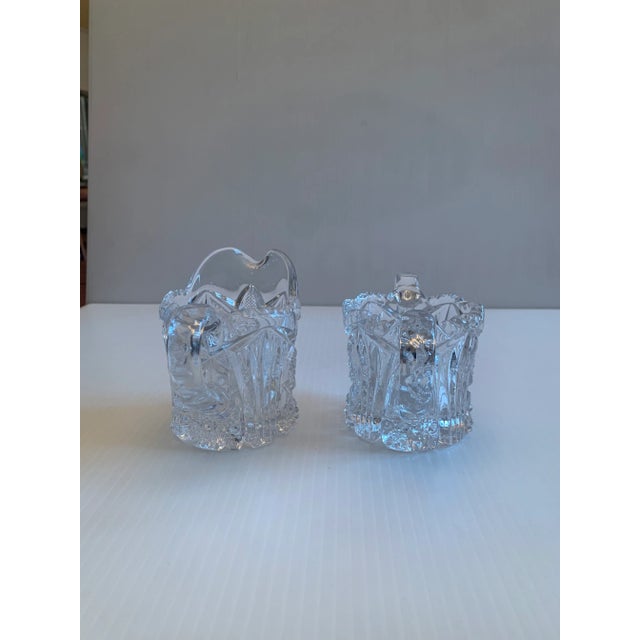 Vintage 50 year old cut glass sugar, and creamer set