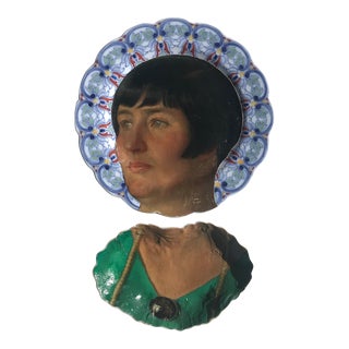 "Louise" - One of a Kind Wall Art Composition of Decorative Plates and Painting For Sale