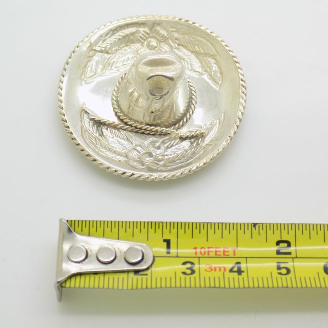 Vintage Mexican Handmade Genuine Sterling Silver Sombrero Hat Figurine, 1970s For Sale - Image 11 of 12