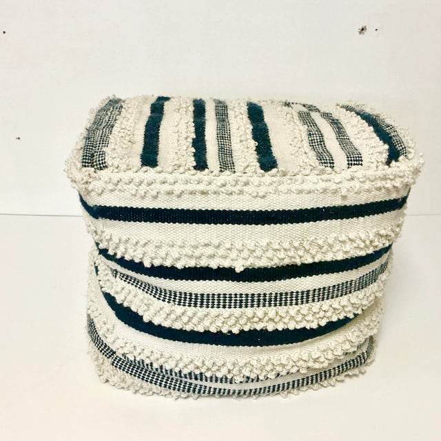 1980s Vintage Boho Chic Coastal Kilim Pouf Hassock Footstool. For Sale - Image 6 of 14