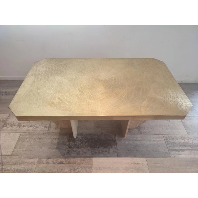 Brass Etched dining/ desk table by "Georges Mathias". This piece is attributed to the mentioned designer/maker. It has no...