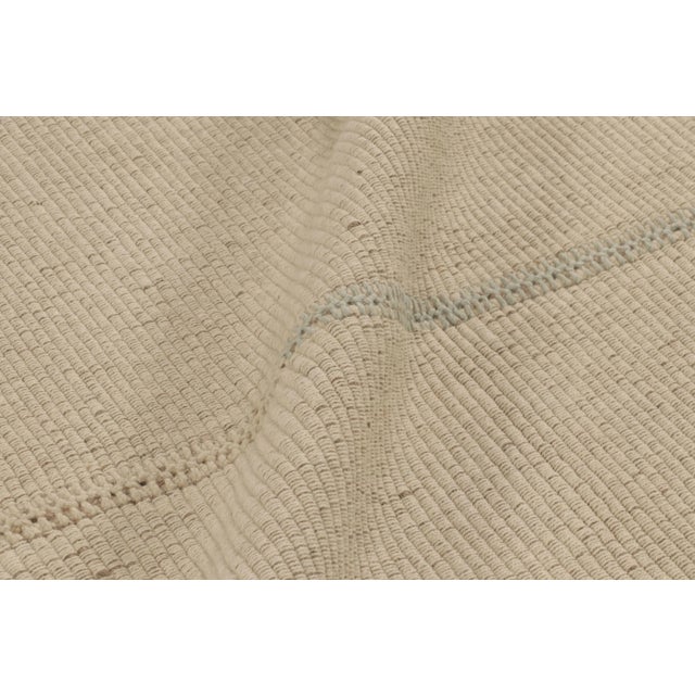 Textile Rug & Kilim's Accent Kilim, Beige Textural Stripes With Soft Blue Accents For Sale - Image 7 of 8