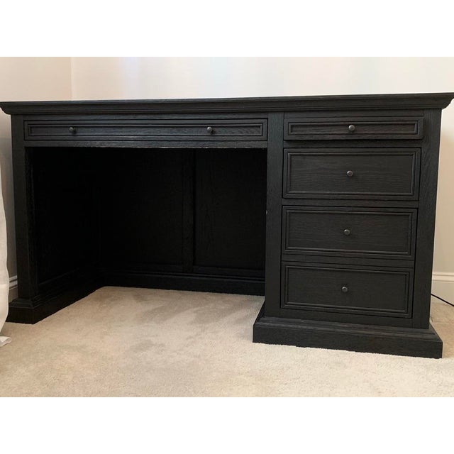 French Restoration Hardware Black Panel Executive Desk for Home Office