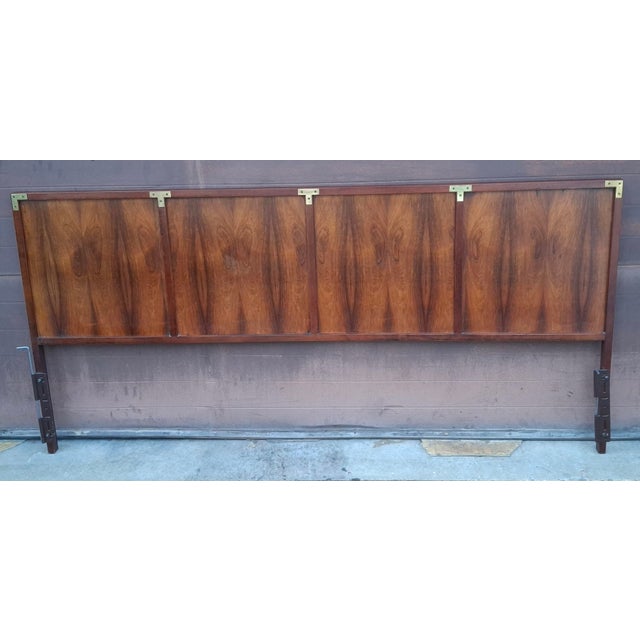Brown Mid 20th Century West Michigan Furniture Dimension Flamed Bookmatched Walnut King Size Headboard For Sale - Image 8 of 10