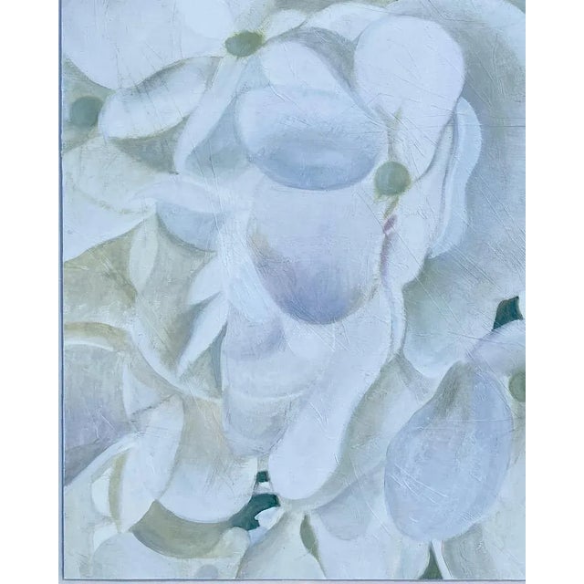 “White Hydrangea” Large Oil Painting by Deborah Rogers - For Sale - Image 4 of 8
