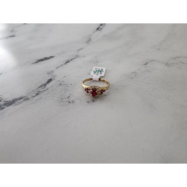 2020s Ruby & Diamond Cluster Vintage Engagement Ring, Size 6 For Sale - Image 5 of 5