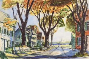'New England Harbor' by Thomas McCobb, Cazenovia Watercolor Society, Connecticut, Adirondacks