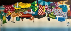 Tom Burckhardt, Color Lithograph Linocut Chine Collé "Workshop" Bright Modernist Pop Art, 2004