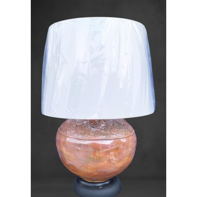 Traditional Vintage Monumental Size Peach Pearlescent Ginger Jar Table Lamp For Sale - Image 3 of 8