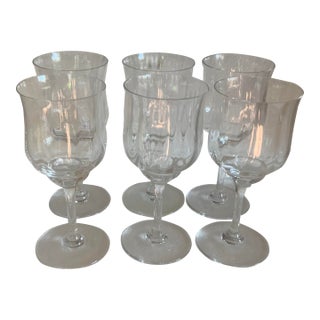 1980s Baccarat Capri Optic White Wine Goblets - Set of 6 For Sale