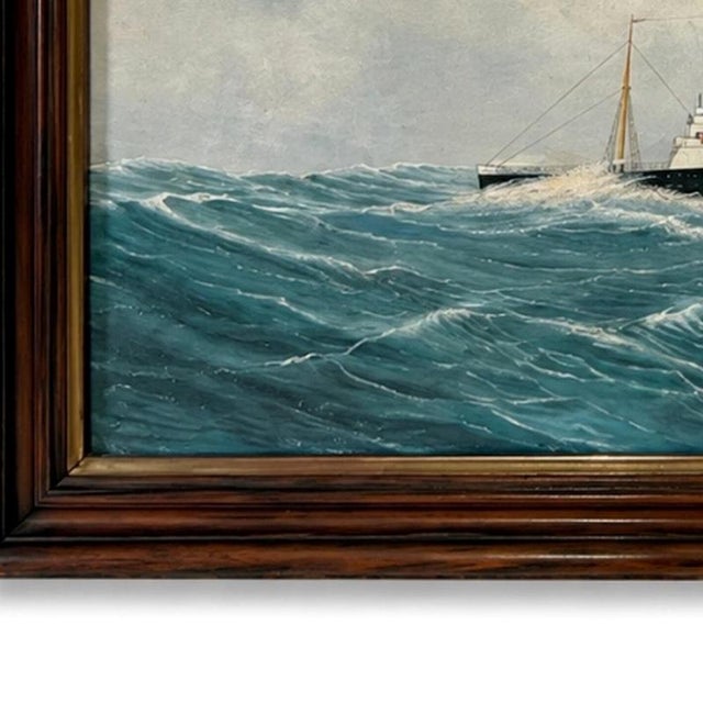 Harry J. Jansen, Steamer Bruges, 20th Century, Oil on Platex For Sale - Image 3 of 6